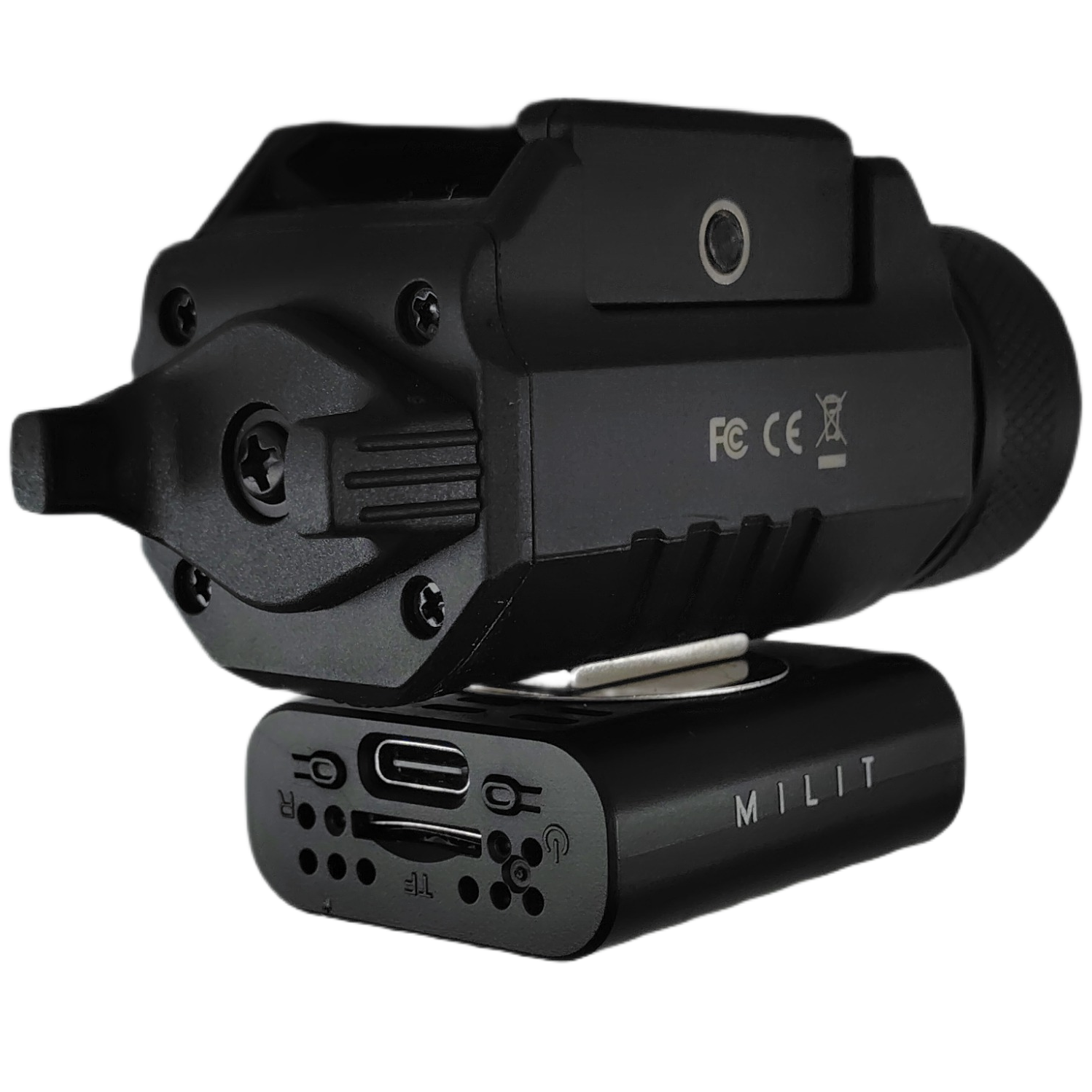 Milit HD Series Picatinny Rail Gun Attachment Surveillance Camera Device Back Side Milit HD Series Picatinny Rail Gun Attachment Surveillance Camera Device Back Side