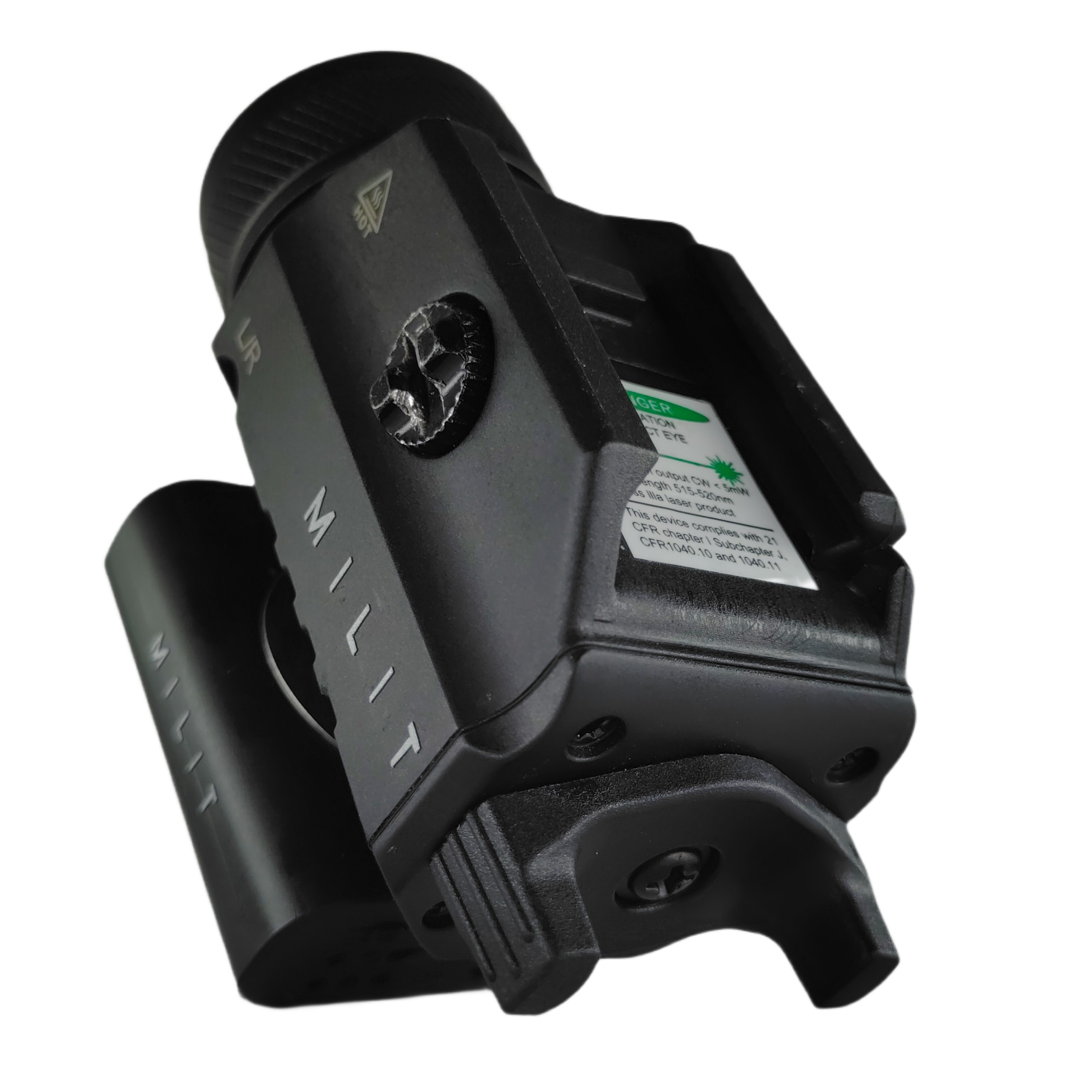 Milit PO Series Picatinny Rail Gun Attachment Surveillance Camera Device (17) Milit PO Series Picatinny Rail Gun Attachment Surveillance Camera Device Angle Reverse Top Side