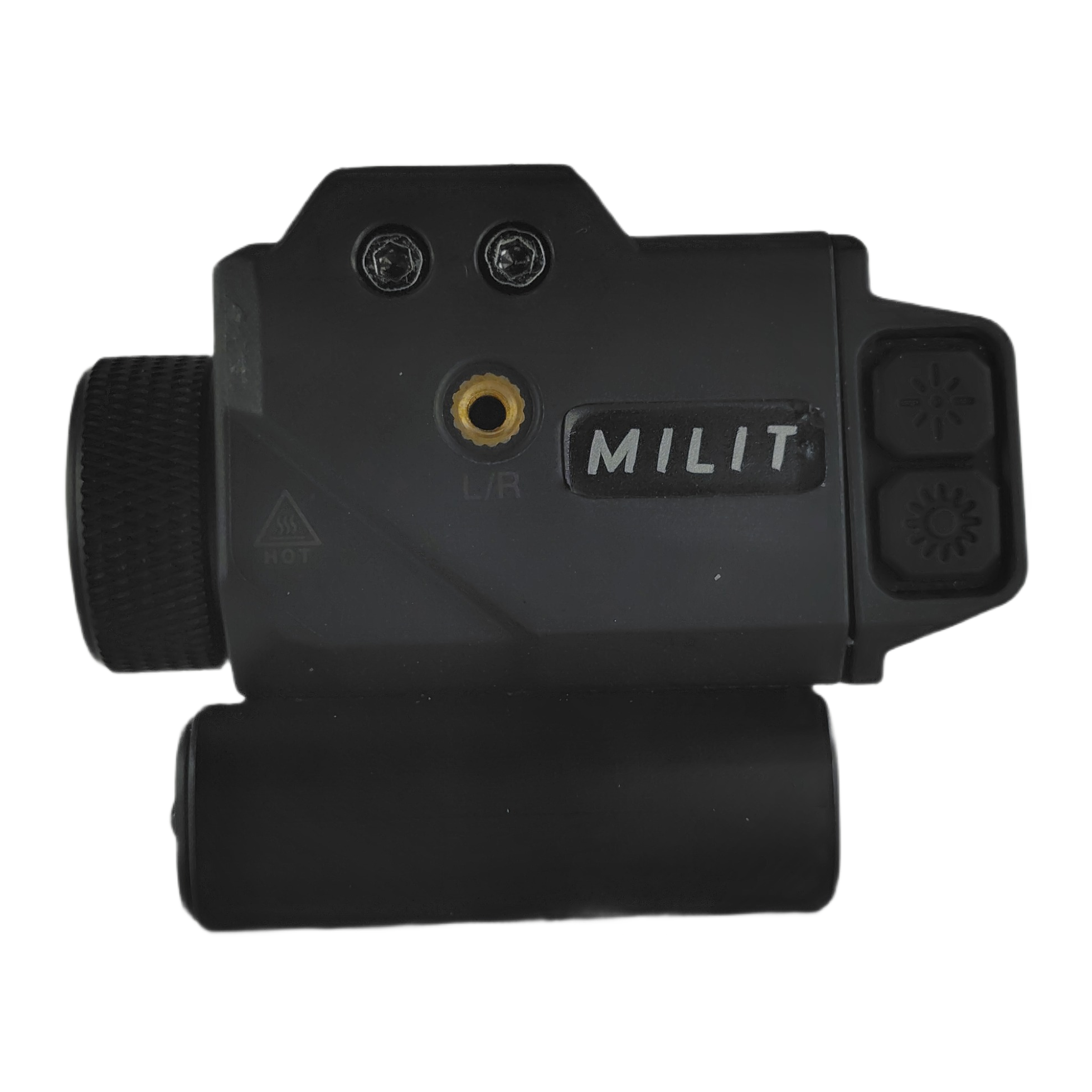 Milit RailView rail-mounted camera and tactical light – left side profile Milit RailView rail-mounted camera and tactical light – left side profile