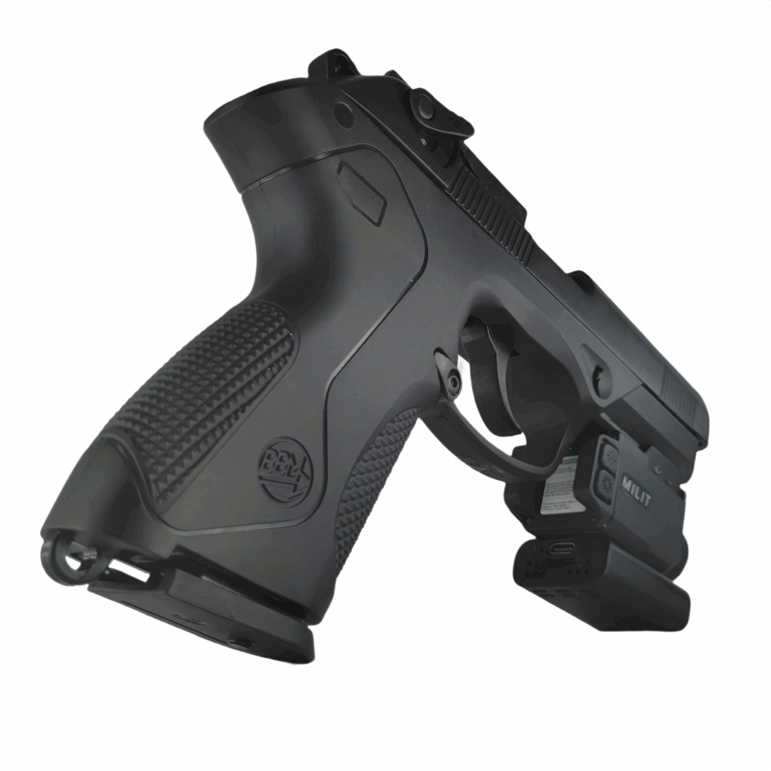 Rear angled view of Milit RailView™ showing control buttons and WiFi camera module Rear angled view of Milit RailView™ showing control buttons and WiFi camera module