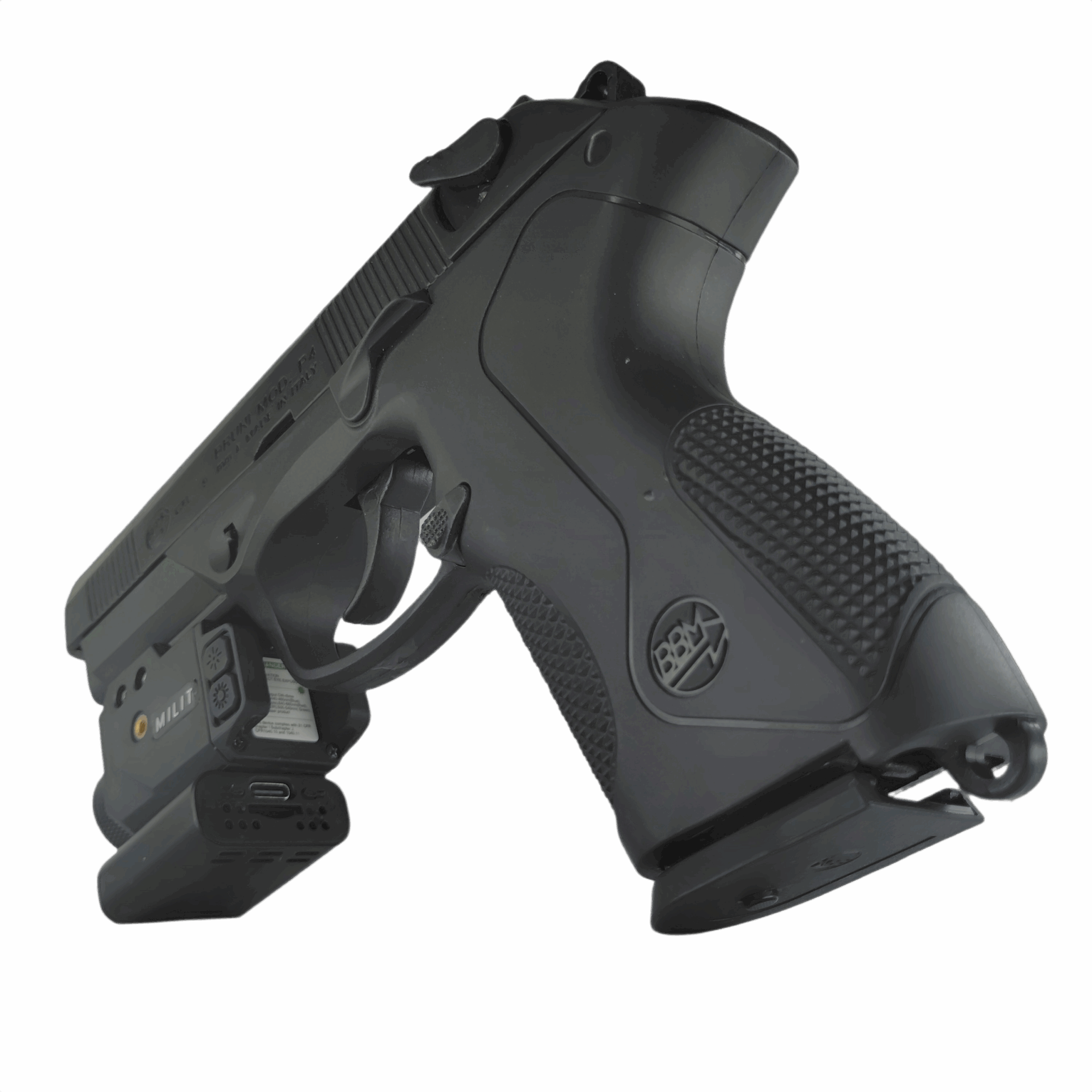 Underside of Milit RailView™ displaying charging port, speaker vents, and sensor array Underside of Milit RailView™ displaying charging port, speaker vents, and sensor array