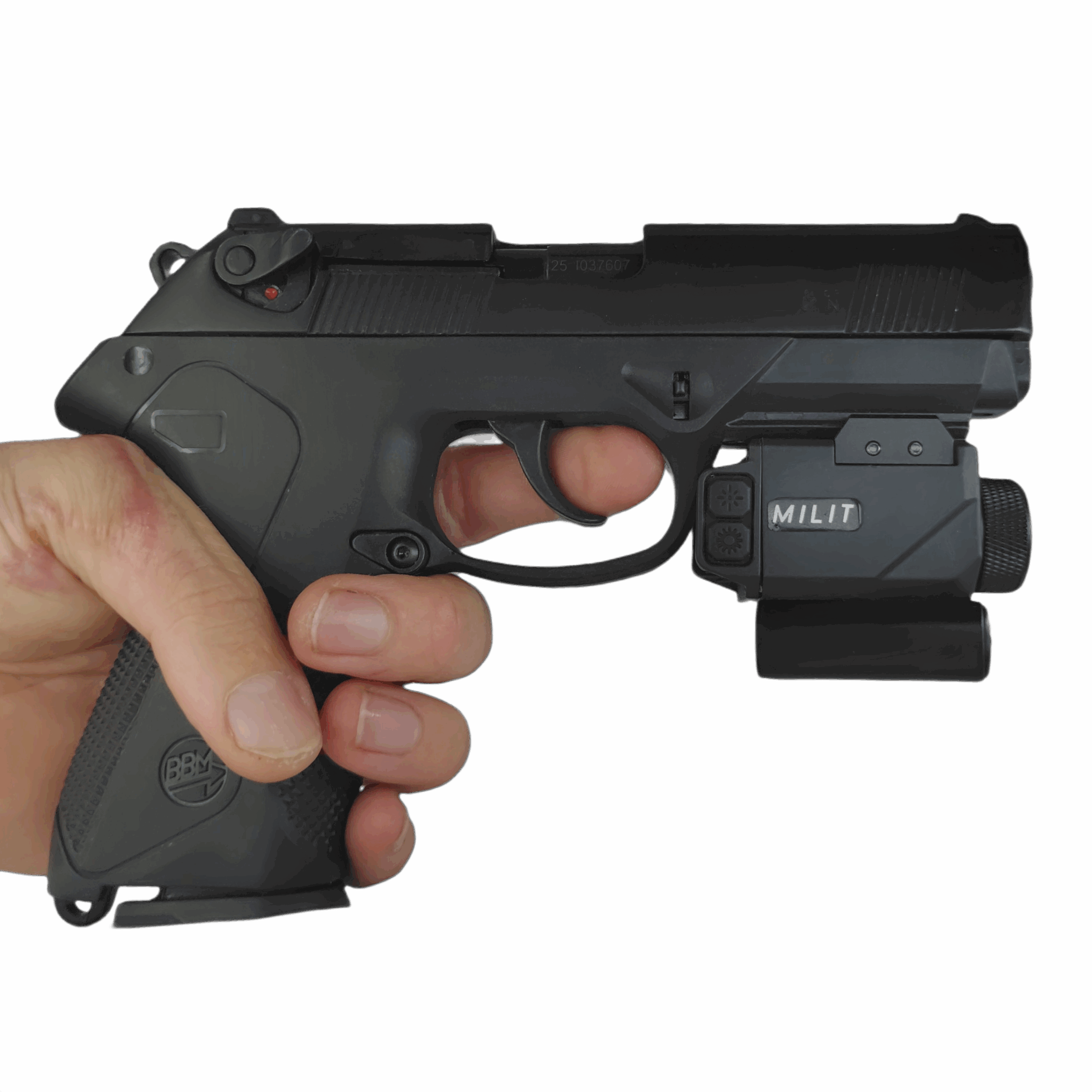 Milit RailView™ dual sensor front view featuring camera lens and IR night vision emitters Milit RailView™ dual sensor front view featuring camera lens and IR night vision emitters