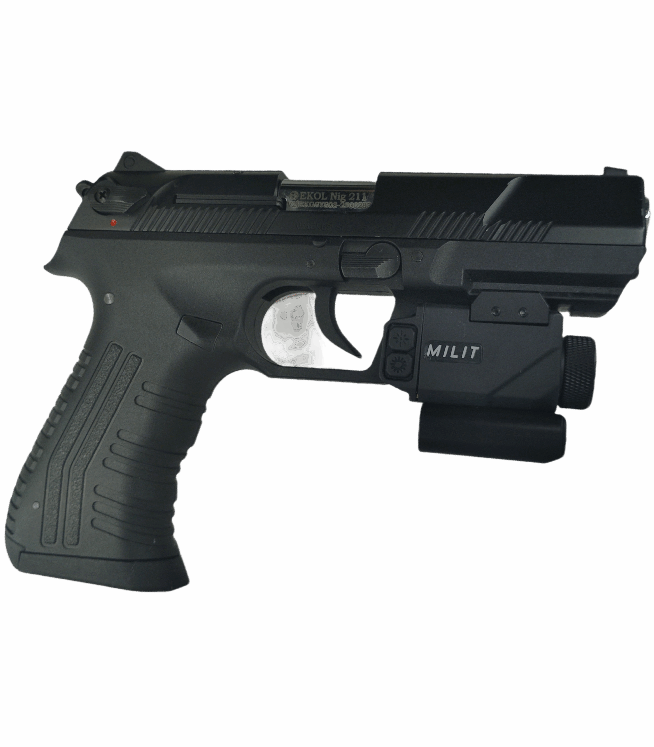 Left-side profile of handgun equipped with RailView™ for surveillance, training, and tactical illumination Left-side profile of handgun equipped with RailView™ for surveillance, training, and tactical illumination