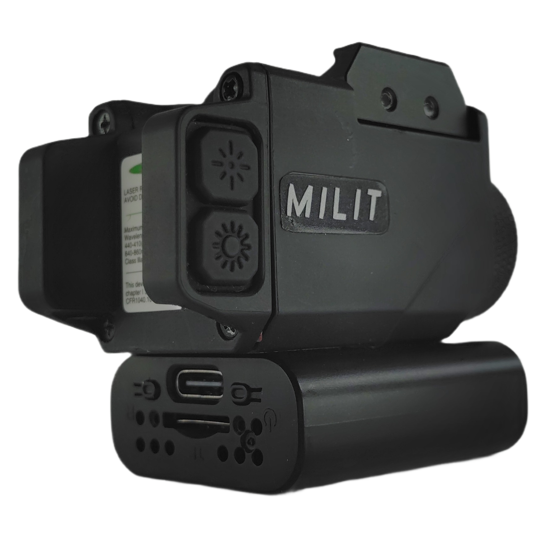 Milit RailView integrated flashlight, laser, and camera – right rear perspective Milit RailView integrated flashlight, laser, and camera – right rear perspective